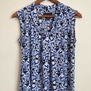 Dana Buchman Blue and Black Swirl Print Blouse